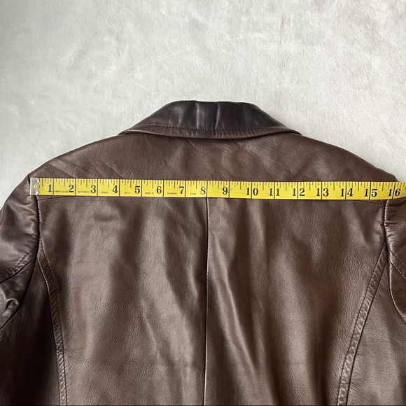 DANIER Italian Leather Brown Blazer - Picture 6 of 14